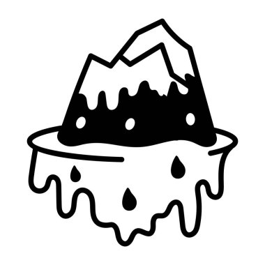 Eriyen bir buzulu resmeden bir el çizimi simgesi