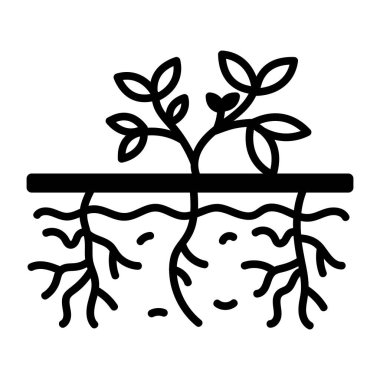 Görünür bitki köklerini gösteren bir el çizimi simgesi
