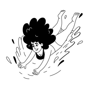 Yüzmeyi gösteren bir el çizimi tasviri