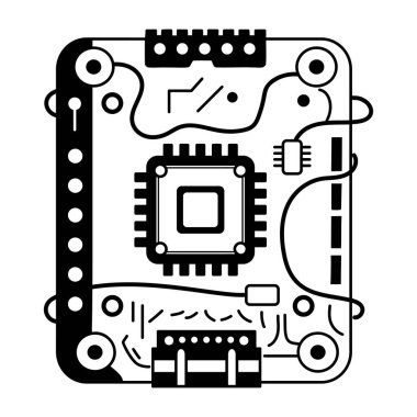 Bir bilgisayar devre kartının kabartma stili etiketi 