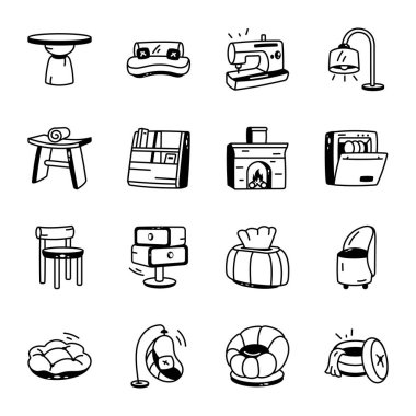 Ev Mobilyaları Dekor Biçimi Simgeleri 