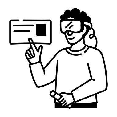 VR ortamını gösteren bir el çizimi biçim simgesi