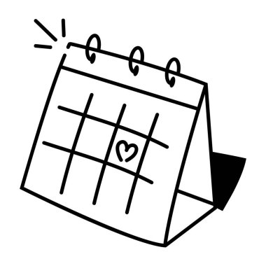 Düğün takvimini gösteren karalama tarzı bir simge