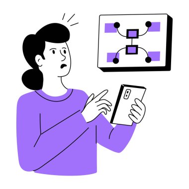 Ağ sorununu gösteren el çizimi illüstrasyon 