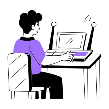 Kablosuz bağlantıyı kontrol eden kişiyi gösteren kabataslak bir resim 