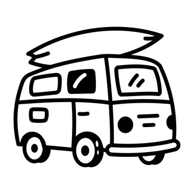 Tur minibüsünü gösteren bir el çizimi simgesi