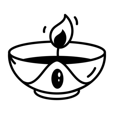 Yağ lambasını gösteren bir el çizimi simgesi