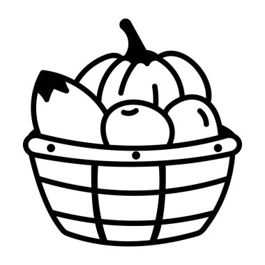 Meyve sepeti gösteren bir el çizimi simgesi
