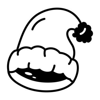 Noel şapkasını tasvir eden bir çizim stili simgesi