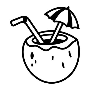 Hindistan cevizi suyunu temsil eden yarım yamalak bir simge