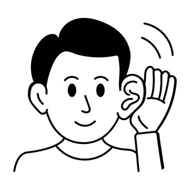 Dinlemeyi temsil eden yarım yamalak bir biçim simgesi