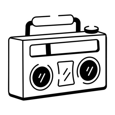 Retro radyo gösteren bir el çizimi simgesi