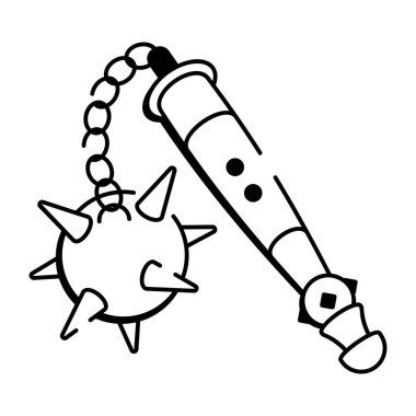 Doodle tarzı simge yelken silahını gösteriyor 