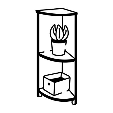 Köşedeki rafı gösteren karalama tarzı bir simge