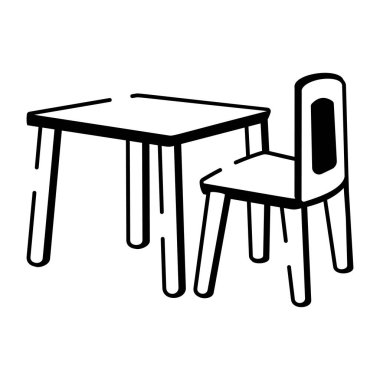 Sandalye masasını gösteren karalama tarzı bir simge