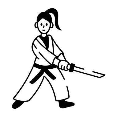 Dövüş sanatları yapan bir karakteri gösteren bir el çizimi simgesi
