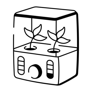 Yapay ekim tekniğini gösteren el çizimi biçim simgesi