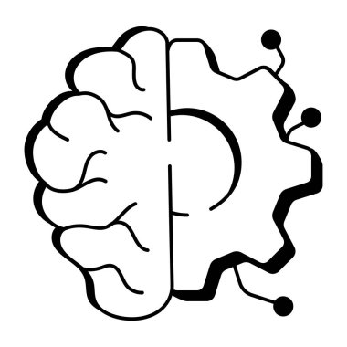 Yapay zeka teknolojisini tasvir eden yarım yamalak bir simge