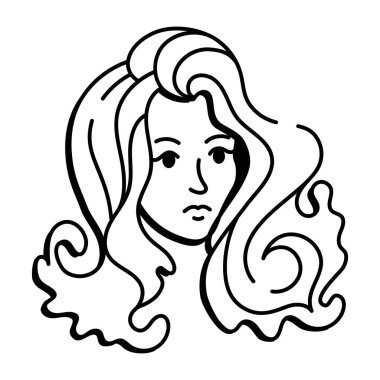 Akvaryum kadını temsil eden bir çizim stili simgesi