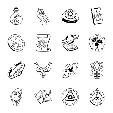 Astroloji Stil Simgelerinin Seti 