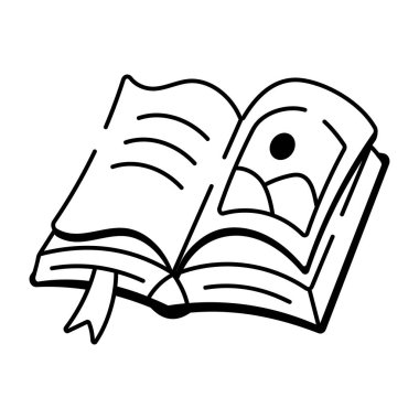 Kitabı gösteren bir el çizimi biçim simgesi