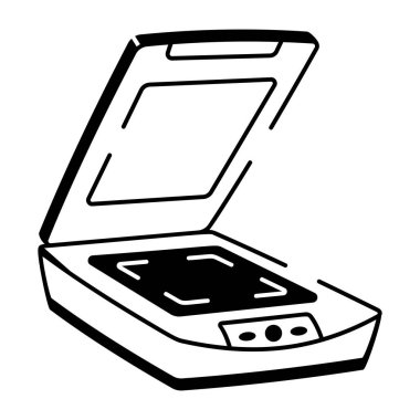 Düz yatak tarayıcısını temsil eden bir çizim biçimi simgesi