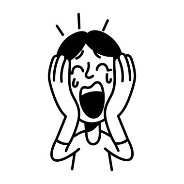 karakteristik ağlama karakteri simgesi el çizimi biçiminde 