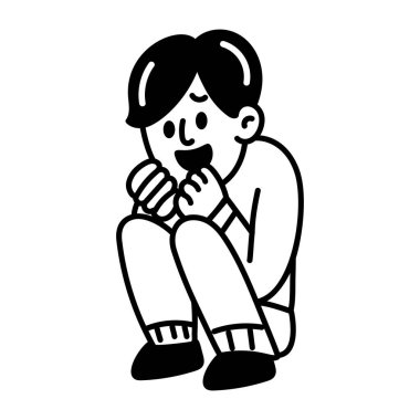 Gergin bir karakterin el çizimi simgesi. 