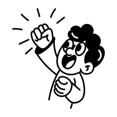 Heyecanlı bir karakterin el çizimi simgesi 