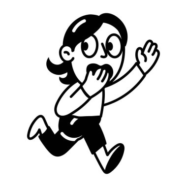 Kaçan bir karakter, el çizimi biçim simgesi 