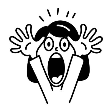 Bağıran karakterin el çizimi simgesi.