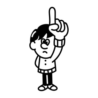 Dikkat çeken bir karakter, el çizimi bir ikon 