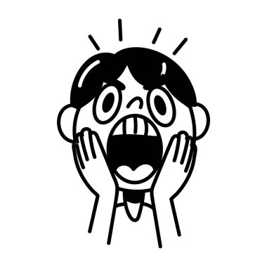 Çığlık atan bir karakterin el çizimi simgesi. 