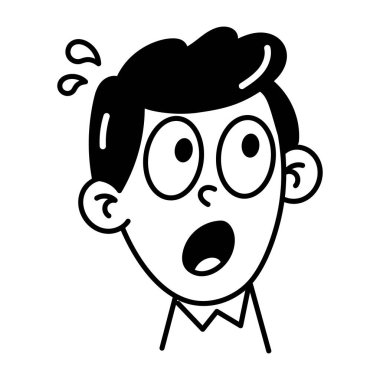 Şaşırmış karakterin el çizimi simgesi, 