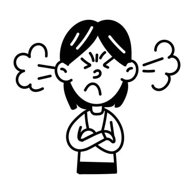 Elle çizilmiş sinirli karakter simgesi 