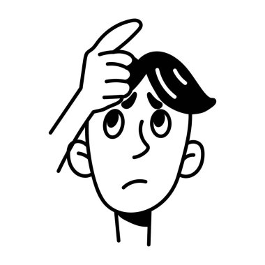 Şüpheli bir karakterin el çizimi simgesi. 