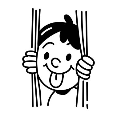 Alaycı bir çocuğun el çizimi ikonu. 