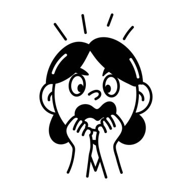 Korkmuş bir karakterin el çizimi simgesi