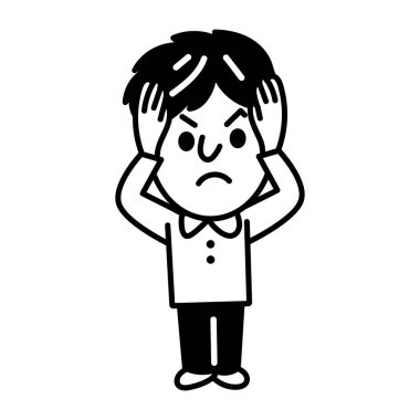 Endişeli bir karakterin el çizimi simgesi 