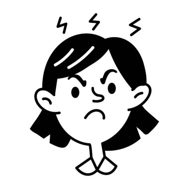 Öfkeli bir karakterin el çizimi simgesi. 