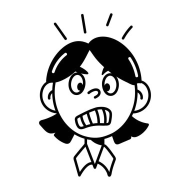 Öfkeli bir karakterin el çizimi simgesi. 