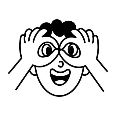 El gözlüğü yapan bir karakter, doodle tarzı simge 