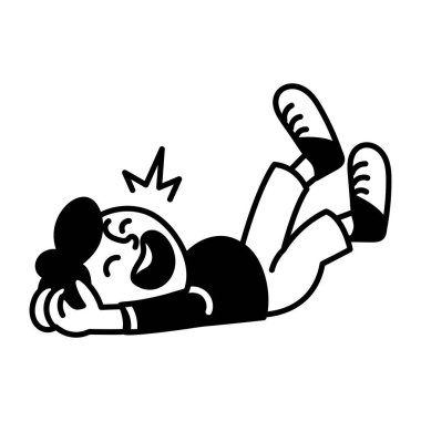 Sert gülen bir karakter, el çizimi bir simge 