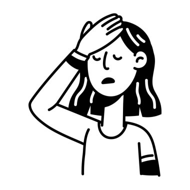 Bir karakter facepalm reaksiyonu veriyor, elle çizilmiş simge 