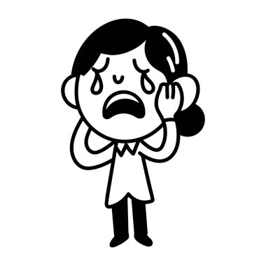 Ağlayan bir karakterin el çizimi simgesi. 