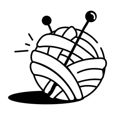 İplik topu tasvir eden yarım yamalak bir biçim simgesi