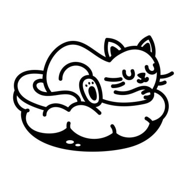 Uyuyan kediyi gösteren bir el çizimi simgesi