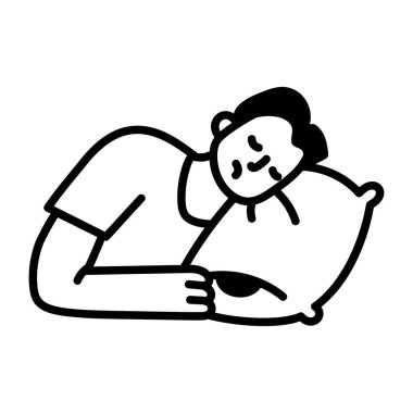 Uyuyan adamı gösteren bir el çizimi simgesi