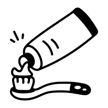 Diş macununu gösteren bir el çizimi biçim simgesi