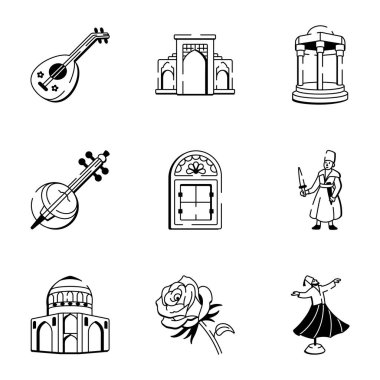 Pers Tarihi El Çizimi Simgeleri Paketi 